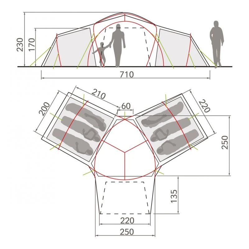 Tente Vaude Badawi Long 6P (Sand) 4 Tente Vaude Badawi Long 6P (Sand) – Image 2